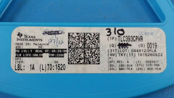 (10pcs)  TLC393CPW Comparator General Purpose MOS, Open-Drain 8-TSSOP