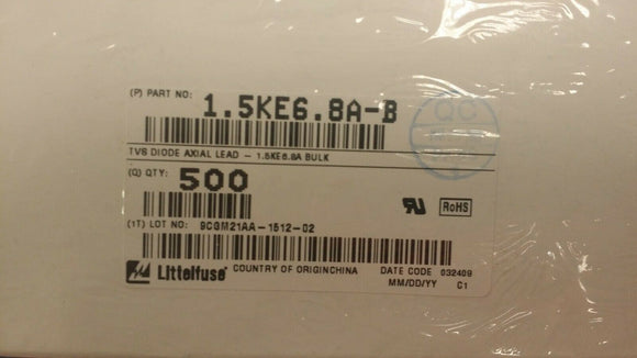 (10 PCS) 1.5KE6.8A-B LITTELFUSE 10.5V Clamp 144.8A Ipp Tvs Diode DO-201 ROHS
