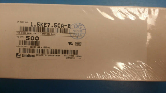 (10 PCS) 1.5KE7.5CA-B LITTELFUSE 11.3V Clamp 134.5A Ipp Tvs Diode DO-201 ROHS