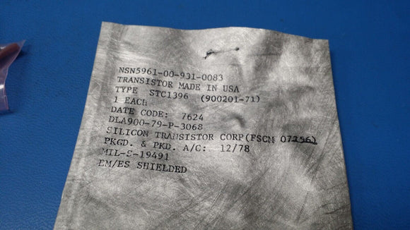 (1 PC) STC1396, 5961-00-931-0083 SILICON TRANSISTOR CORP. 900201-71