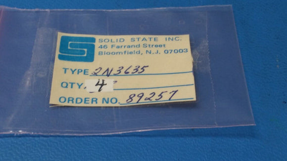 (1 PC) 2N3635 SOLID STATE Trans GP BJT PNP 140V 1A 3-Pin TO-39
