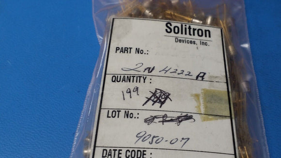 (10 PCS) 2N4222A SOLITRON, JFET Transistor, 1-Element, Silicon, N-Channel, TO-72