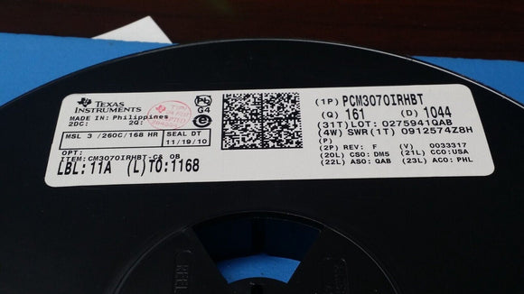 (1 PC) PCM3070IRHBT TI IC STEREO AUD CODEC 32BIT 32QFN ROHS