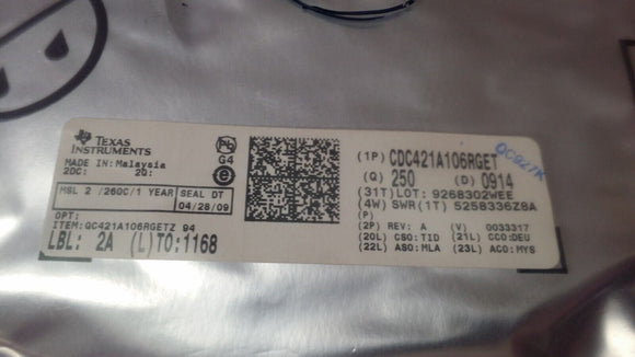 (1 PC) CDC421A106RGET TI IC CLK GEN 106.25MHZ 3.3V 24VQFN ROHS