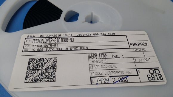 (25 PCS) AP3401DNTR-G1 DIODES INC. IC REG BUCK ADJ 1A UDFN2020-6 ROHS