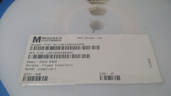 (25 PCS) LQP15MN33NG02D MURATA Fixed Inductors 33 NH 2% ROHS