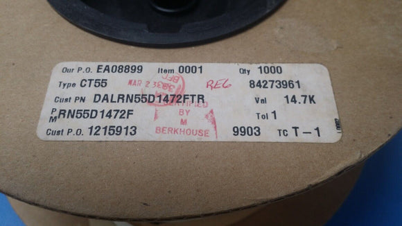 (10 pcs) RN55D1472F DALE Metal Film Resistor 1/10W 14.7K ohm 1% 100ppm, Axial