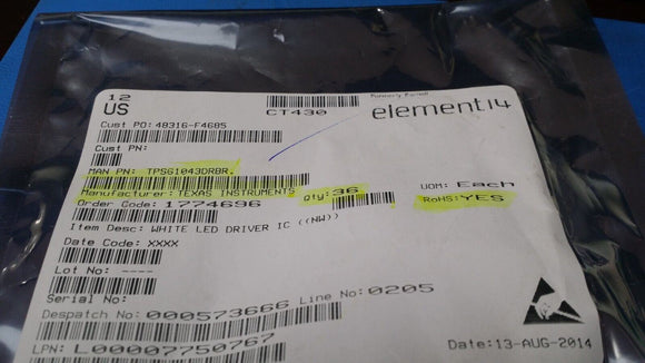 (2 PCS) TPS61043DRBR TI IC LED DRVR RGLTR PWM 60MA 8SON ROHS