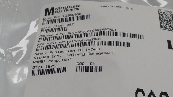 (10 PCS) AP9101CAK6-ABTRG1 DIODES INC. IC BATT PROT LI-ION 1CELL SOT26 ROHS