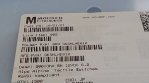 (10 PCS) SKSNLHE010 ALPS SKSN Series DPST 50 mA 16 VDC Tactile Switch ROHS
