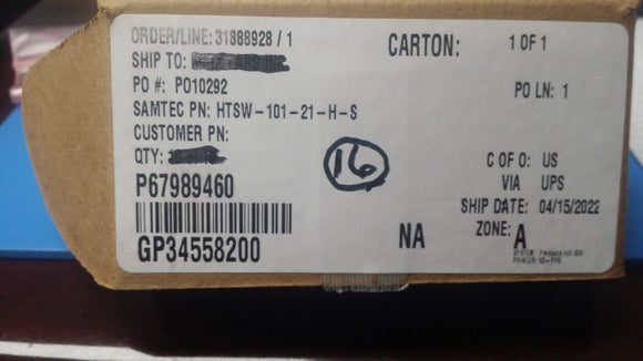 (16 PCS) HTSW-101-21-H-S Connector Unshrouded Header 1 Position 2.54mm