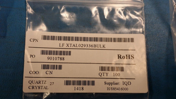 (100pcs) LFXTAL029336BULK Crystals 27MHz 16pF -10C 60C