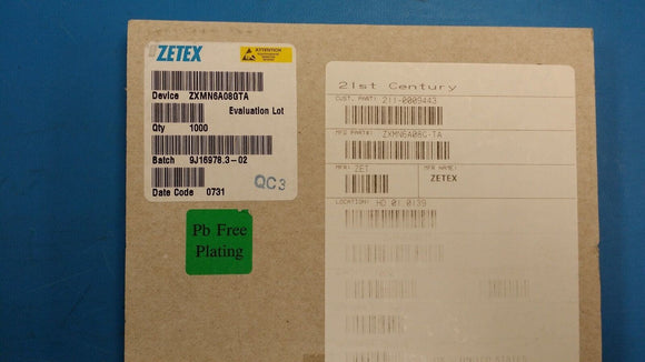 (1000 PCS) ZXMN6A08G ZETEX Trans MOSFET N-CH 60V 5.3A 4-Pin(3+Tab) SOT-223 ROHS