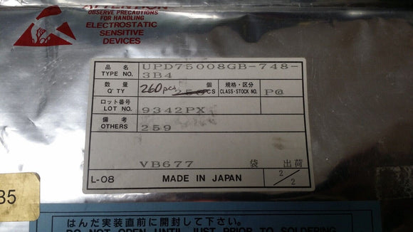 (1PC) UPD75008GB-748-3B4 NEC Microcontroller, 4-Bit, MROM, 4.19MHz, CMOS, PQFP44