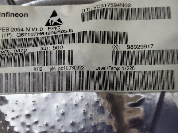 (1 PC) PEB2054NV1.0 INFINEON Telecom IC PCM Interface Controller P-LCC-44-1