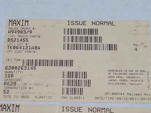 (10 PCS) DS21455 Telecom Interface ICs Quad E1-T1-J1 Transceiver 256-BGA (27x27)