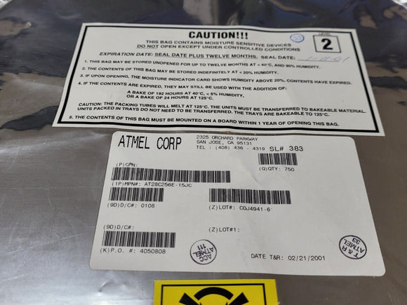 (1 PC) AT28C256E-15JC ATMEL EEPROM Memory IC 256Kbit Parallel 150 ns 32-PLCC