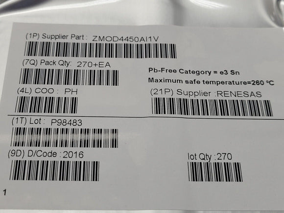 (1 pcs) ZMOD4450AI1V Renesas Electronics Air Quality Gas Sensor I²C Output Rohs