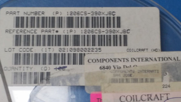 (10 PCS) 1206CS-390XJBC COILCRAFT Inductor 0.039uH 5% 1 Element Ceramic-Core SMD