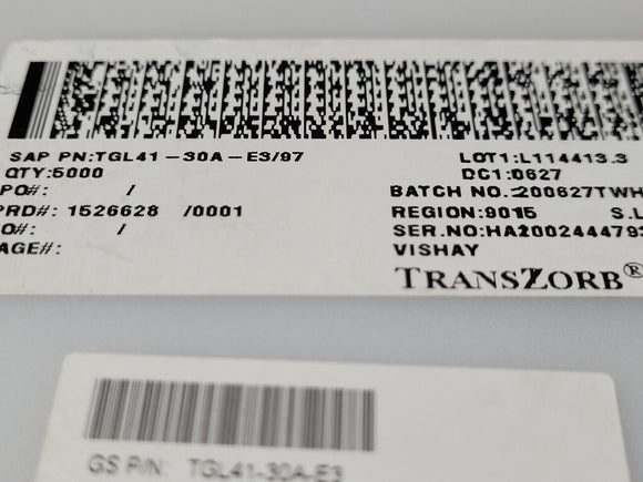 (10 PCS) TGL41-30A-E3/97 Diode TVS Single Uni-Dir 25.6V 400W 2-Pin DO-213AB ROHS