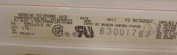 (176PCS) 555165-5 RJ-11 F 6 POS 2.54mm Solder RA Thru-Hole 6 Terminal 1 Port