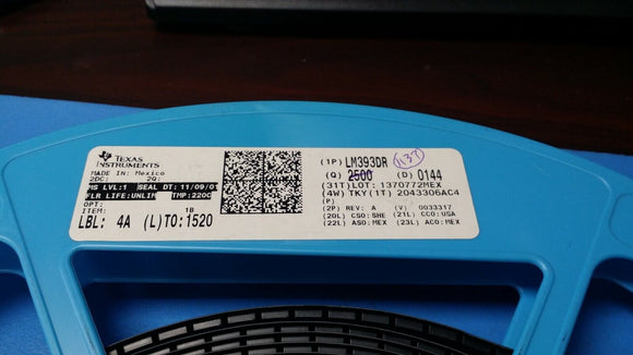 (100 PCS) LM393DR TI Comparator Dual ±15V/30V 8-Pin SOIC