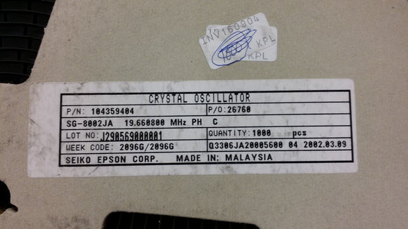 (10 PCS) SG-8002JA 19.6608M-PHC EPSON SMD Crystal Oscillator 19.6608MHz 5V