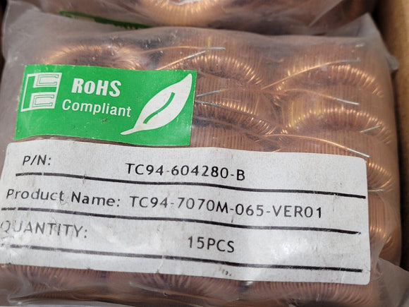 (1) C.T.C. TC94-7070M-065-VER01 Inductor 25.99mm x 10.55mm Wire Dia. .65mm 10%