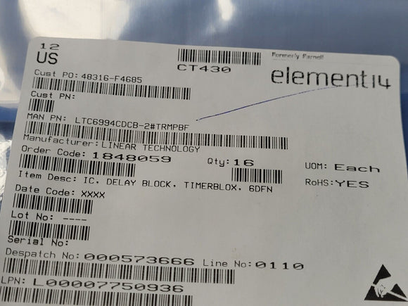 (1 PC) LTC6994CDCB-2#TRMPBF Programmable Delay Block 0°C to 70°C 6-Pin DFN ROHS