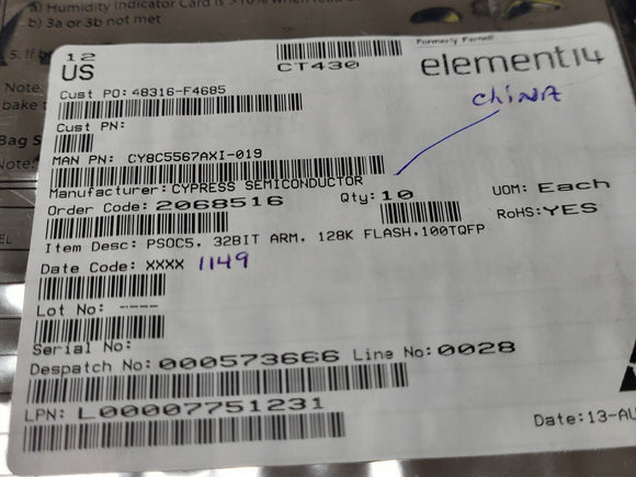 (1 PC) CY8C5567AXI-019 CYPRESS IC MCU 32BIT 128KB FLASH 100TQFP ROHS