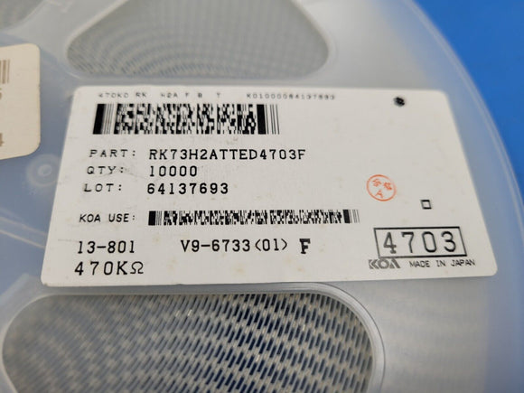 (200 PCS) RK73H2ATTED4703F Res Thick Film 0805 470K Ohm 1% 0.25W(1/4W) SMT