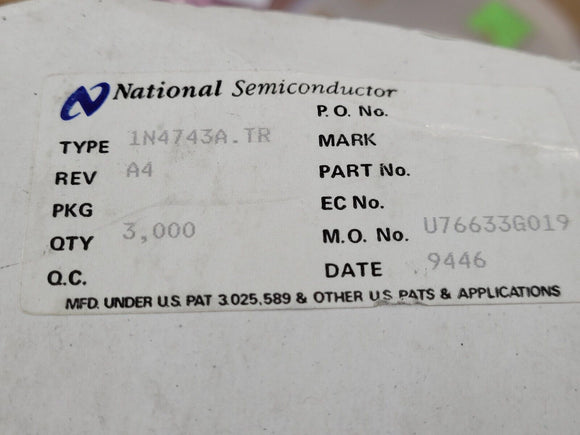 (100 PCS) 1N4743A NSC Zener Diode 13 V 1 W ±5% Through Hole DO-41