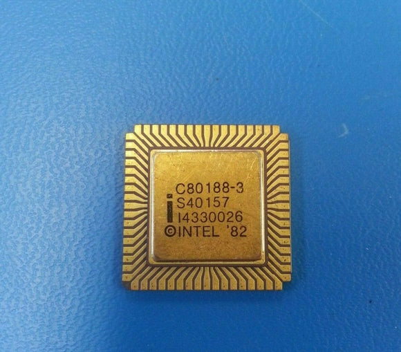 (1 PC) C80188-3 INTEL RISC Microprocessor, 16-Bit, 8MHz, MOS, LCC68